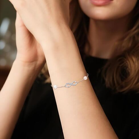 Sterling Silver 0.2 Cttw Lab Grown Diamond Infinity Bracelet for Women, Jewelry Gifts for Her, 6.5-8.5 Inches in Saudi Arabia