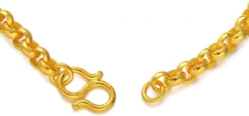 CHOW SANG SANG 999.9 24K Gold Machinery Chain Price-by-Weight 7.48g Gold Belcher Oval Link Chain, Rolo Bracelet for Women 09461B | 6.6", (17 CM) in Saudi Arabia