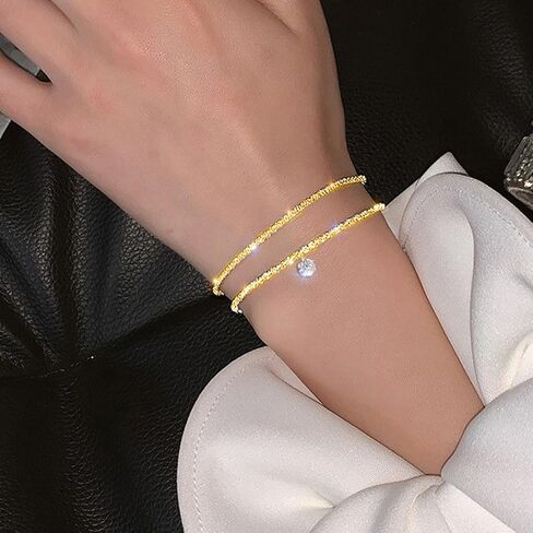 Dainty 925 Sterling Silver Bracelet Set, 2PCS Paper Clip & Multi-Layer Chain Bracelets for Women, Minimalist Stackable Jewelry Gift for Party Daily Wear in Saudi Arabia