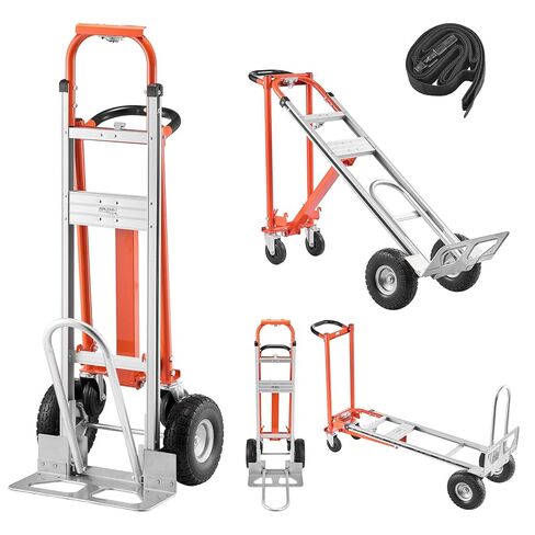 VEVOR Aluminum Hand Truck, 800 LBS Load Capacity, 2 in 1 Heavy Duty Industrial Convertible Folding Hands Truck and Dolly, Utility Cart Converts from Hand Truck to Platform Cart, with Rubber Wheels in Kuwait