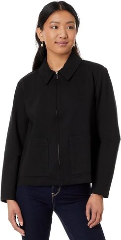 سترة Eileen Fisher النسائية ذات الياقة الكلاسيكية للفتيات الكبيرات، باللون الأسود in Saudi Arabia