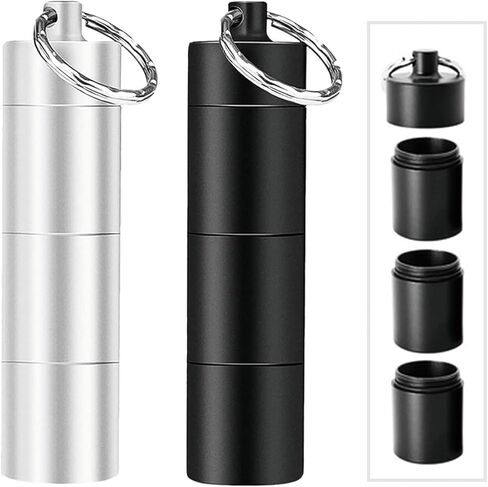 2 PCS Aluminum Travel Pill Box, Portable Pill Cases Waterproof Daily Tablet Container Holder 3 Compartment Metal Pocket for Men Women in Saudi Arabia