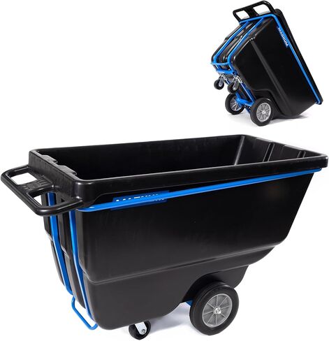 Magnum Tilt Truck, 1 Cu. Yd. Covered Capacity Dump Cart with Non-Marking 12" Wheels & 5" Casters for Jobsites, 800 lbs, Trash Cart with Wheels DUC100-12-NM in Saudi Arabia