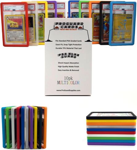 10PK Multicolor PSA Slab Guards for Standard Graded PSA Slabs | Exact Fit Snap Tight Protection | Shock Absorption | Matte Finish (10pk Multicolor) in Kuwait