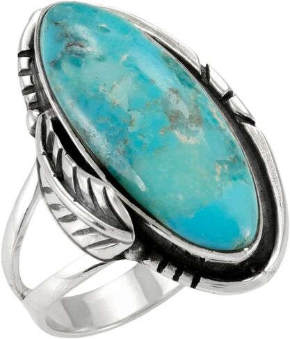 Turquoise Ring Sterling Silver 925 Genuine Gemstones Size 6 to 11 in Saudi Arabia