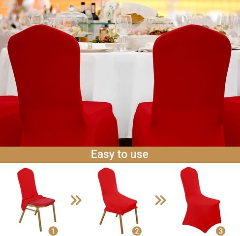 Spandex Chair Covers - Stretch Removable Chair Protector for Wedding, Graduation Ceremony, Banquet, Conference, Hotel & Event Use, 1 Pc (Red) in Saudi Arabia