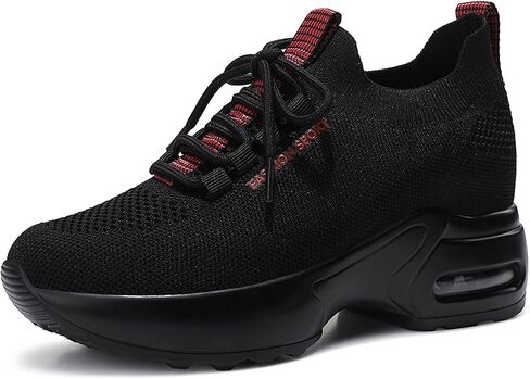 Women's Mesh Internal Height Increase Sneakers with Arch Support Comfort Lace Up Breathable Non-Slip Wedge Platform Orthopedic Mam Work Walking Shoes for Gym Plantar Fasciitis in Saudi Arabia