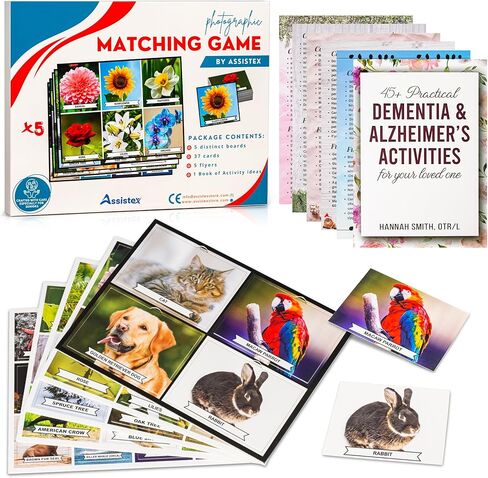 Assistex 2 in 1 Matching Memory Card Games for Seniors - Brain Games for Dementia Patients - Adult Memory Games for Seniors - Lyric and Idiom Games for Alzheimer and Dementia Patients, 40 Cards Each in Kuwait