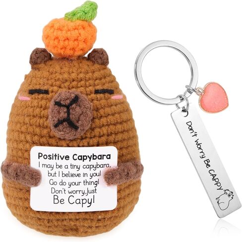 Emotional Support Crochet Duck, Handmade Positive Doll with Card and Keychain, Encouragement Gift for Women, Men, Friends, Co Workers, Birthday Graduation Teacher, Cute Desk Decor for Home Office in Saudi Arabia