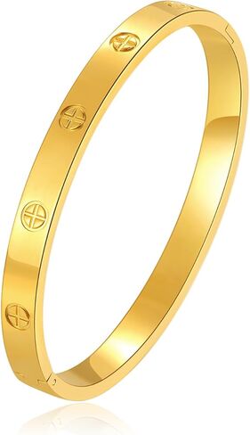 Cuff 18k Gold Plated Stainless Steel Bracelet For Girl For Women And MotherDaughter Oval Bangle Witness The Of Love For Couple in Saudi Arabia