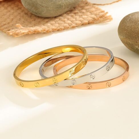 Cuff 18k Gold Plated Stainless Steel Bracelet For Girl For Women And MotherDaughter Oval Bangle Witness The Of Love For Couple in Saudi Arabia