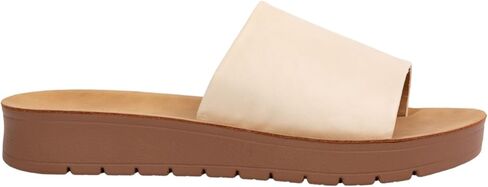 Makers Shoes - Vera 1 - MKS Casual Slip On Peep Toe Sandals, Multiple Colors, Faux Leather, Cushioned Footbed, Women Sandals in Saudi Arabia