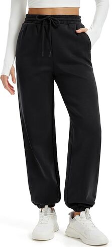 MAGCOMSEN Women's Fleece Lined Joggers Winter Baggy Sweatpants with Pockets Thermal High Waisted Casual Athletic Pants in Saudi Arabia