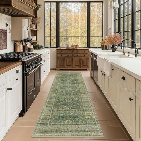 HelloTree Washable Rugs 5x7 Area Rug for Living Room, Vintage Boho Khaki Rug Non Slip Carpet Retro Accent Indoor Mat Print Distressed Low Pile Throw Large Rug for Office Bedside-Khaki in Saudi Arabia