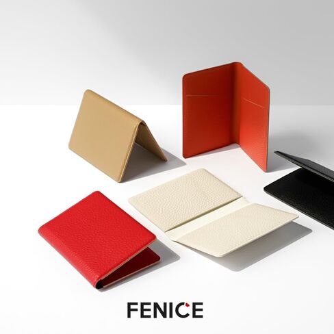 حامل محفظة بطاقات ثنائي الطي من Fenice مصنوع من جلد البولي يوريثان النباتي الصديق للبيئة مع مظهر بسيط وأنيق للرجال والنساء (أصفر) in Kuwait