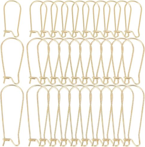 1 Box 120Pcs 6 Style Silver Kidney Earring Hooks Stainless Steel Earring Findings Bulk U Shaped Real 18K Gold Plated Ear Wires Long Teardrop Dangle Earring Wires for Jewelry Making Supplies in Saudi Arabia