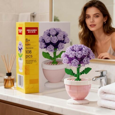 Bubbles Mini Artificial Flower Bonsai DIY Potted Plant,Artificial Particle Flower Botanical(Purple) in Saudi Arabia