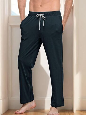 Mens Knit Sleep Pajama Lounge Pants Soft Classic Sleep Pants 4-Way Stretch Moisture Wicking Sweatpants for Men Casual in Saudi Arabia