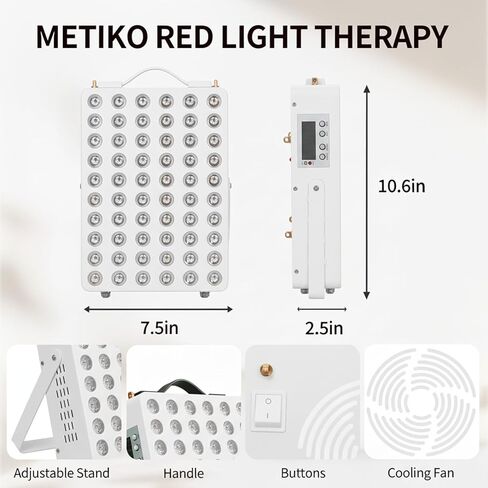 Red Light Therapy for Body, 660nm 850nm Near Infrared Light Therapy Panel with Stand and Handle, 60 Dual Chip LEDs, Ideal Xmas Gift, for Body, Face, Recovery, Sleep, Skin Health, White in Saudi Arabia
