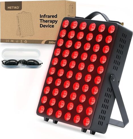 العلاج بالضوء الأحمر للجسم، 660 نانومتر 850 نانومتر بالقرب من لوحة العلاج بالأشعة تحت الحمراء مع حامل ومقبض، 60 مصباح LED مزدوج الشريحة، هدية مثالية لعيد الميلاد، للجسم والوجه والتعافي والنوم وصحة الجلد، أبيض in Kuwait