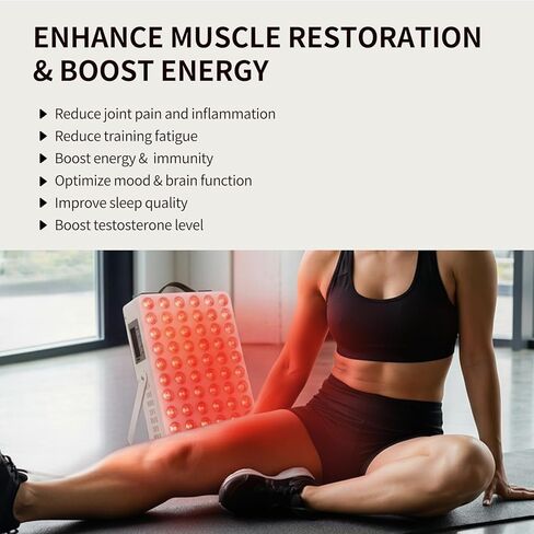 Red Light Therapy for Body, 660nm 850nm Near Infrared Light Therapy Panel with Stand and Handle, 60 Dual Chip LEDs, Ideal Xmas Gift, for Body, Face, Recovery, Sleep, Skin Health, White in Saudi Arabia