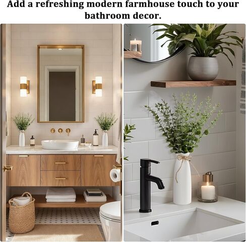 19" Fake Plants with Vase,40 Faux Eucalyptus Stems 2 White Ceramic Vases Realistic Artificial Plants indoor Artificial Greenery Stems in Vases for Centerpieces Bathroom Bedroom Modern Farmhouse Decor in Saudi Arabia