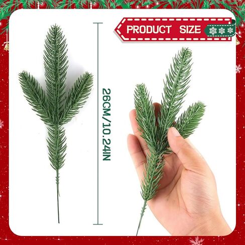 24PCS Artificial Pine Needle, Branches Stem Fake Plants, Wreath for Christmas DIY Accessories Home Holiday and Seasonal Display, Green in Saudi Arabia
