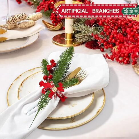 24PCS Artificial Pine Needle, Branches Stem Fake Plants, Wreath for Christmas DIY Accessories Home Holiday and Seasonal Display, Green in Saudi Arabia