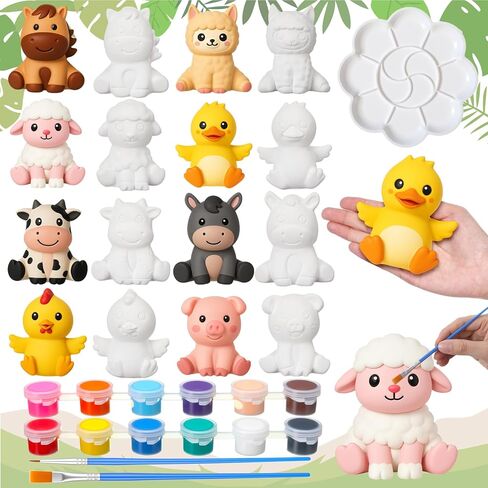 RealLnaive 8 Pack Pack Animal Ceramics للطلاء جاهزًا لتماثيل Gnome الخاصة بك في الغابة تماثيل قابلة للطلاء DIY طقم Safari Safari Plaster Crafts مع تماثيل لوحة الفرش in Saudi Arabia