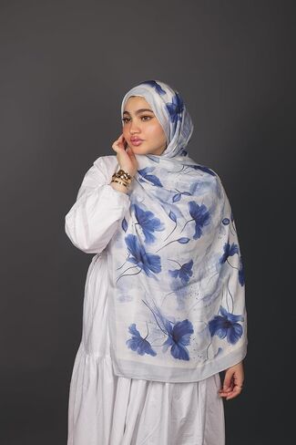 وشاح حجاب مودال قطن منقوش من ميلا للنساء - حجاب إسلامي، هدية ملفوفة متواضعة للمسلمين، المقاس: 200x75 سم in Kuwait