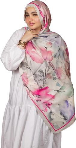 وشاح حجاب مودال قطن منقوش من ميلا للنساء - حجاب إسلامي، هدية ملفوفة متواضعة للمسلمين، المقاس: 200x75 سم in Kuwait
