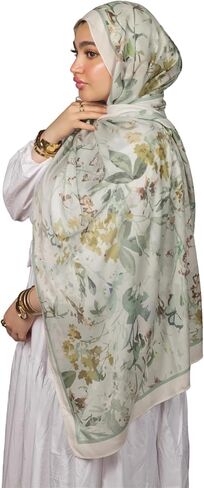 وشاح حجاب مودال قطن منقوش من ميلا للنساء - حجاب إسلامي، هدية ملفوفة متواضعة للمسلمين، المقاس: 200x75 سم in Kuwait