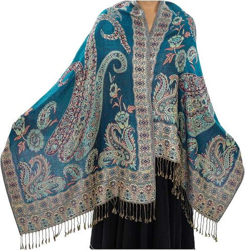 Paisley Pashmina Rave Scarf,Indian Shawl Wraps for Women Exotic Shawls Scarves for Evening Dresses in Saudi Arabia