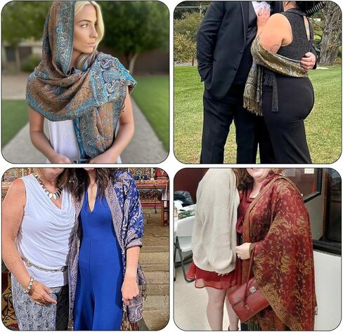 Paisley Pashmina Rave Scarf,Indian Shawl Wraps for Women Exotic Shawls Scarves for Evening Dresses in Saudi Arabia