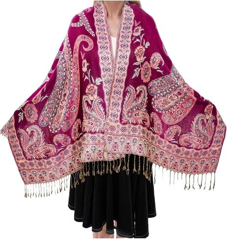 Paisley Pashmina Rave Scarf,Indian Shawl Wraps for Women Exotic Shawls Scarves for Evening Dresses in Saudi Arabia
