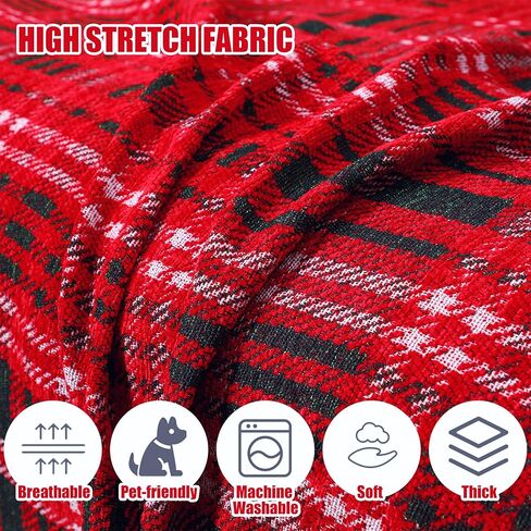 Christmas Couch Cover 71"x 118"Green and Red Plaid Sofa Covers for 3 Cushion Couch Covers with Tassel Farmhouse Protector for Christmas Decorations Sofa Throw Cover in Saudi Arabia