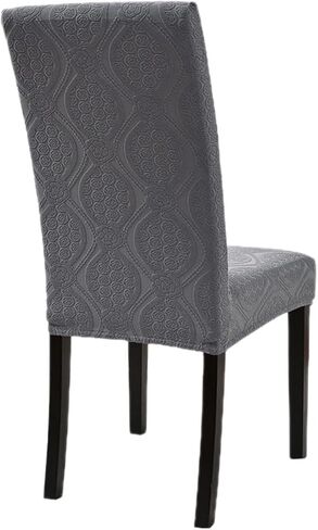 Waterproof Jacquard Chair Cover for Dining Room Modern Full Slipcover Protector Stretch Seat Cover for Kitchen Chairs Decorative Grey M Size, for Home and Restaurant Use in Saudi Arabia