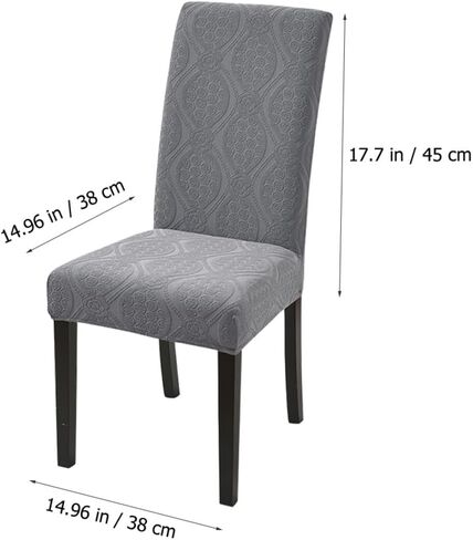 Waterproof Jacquard Chair Cover for Dining Room Modern Full Slipcover Protector Stretch Seat Cover for Kitchen Chairs Decorative Grey M Size, for Home and Restaurant Use in Saudi Arabia