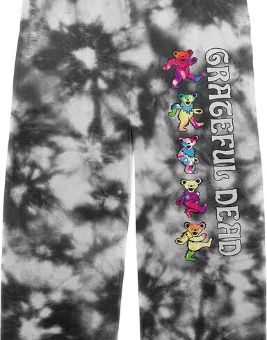 سروال نوم رجالي من Grateful Dead Rainbow Bears and Logo بنطال نوم مصبوغ بربطات عنق سوداء in Kuwait