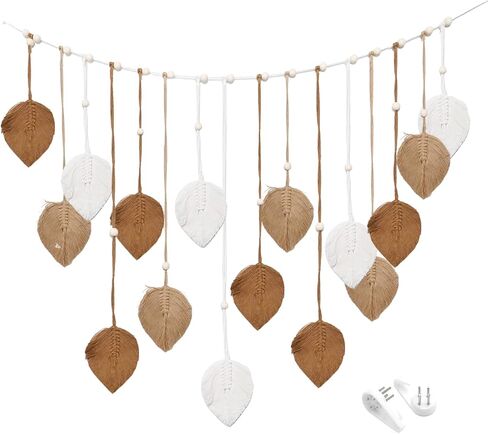 DUZFOREI Large Macrame Wall Hanging, Handmade Woven Leaf Tapestry, Boho Decor for Bedroom, Living Room, and Office, 30 X 47 Inch (Brown) in Saudi Arabia