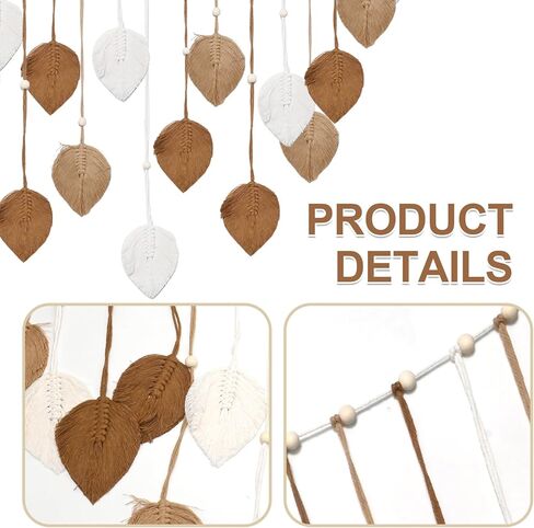 DUZFOREI Large Macrame Wall Hanging, Handmade Woven Leaf Tapestry, Boho Decor for Bedroom, Living Room, and Office, 30 X 47 Inch (Brown) in Saudi Arabia