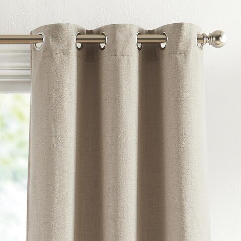 Tommy Hilfiger Room Darkening Curtains for Bedroom Living Room 84 Inches Long, Elegant Lined Drapes Grommet, Set of 2 Panels, Hudson, 84", Khaki in Saudi Arabia
