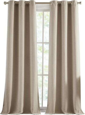 Tommy Hilfiger Room Darkening Curtains for Bedroom Living Room 84 Inches Long, Elegant Lined Drapes Grommet, Set of 2 Panels, Hudson, 84", Khaki in Saudi Arabia
