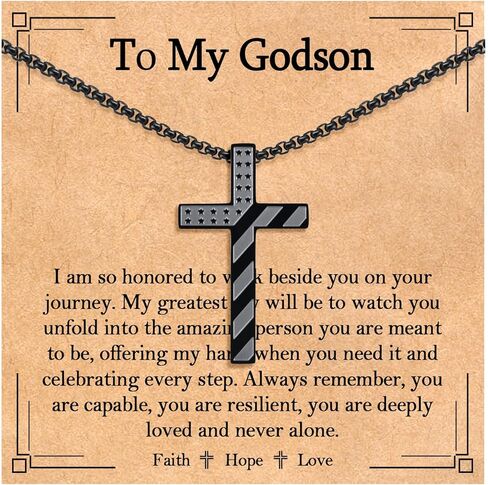 EPIRORA Cross Necklace for Men Boys, 22+2 Inches Black American Flag Cross Necklace Christmas Easter Religious Christian Patriotic Jewelry Gifts for Son Grandson Nephew Brother Friend Godfather Godson in Saudi Arabia