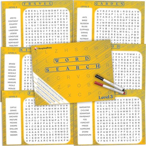 Keeping Busy Reusable Word Search for Seniors with Dementia Activities for Seniors | Level 2 | Large Print Adult Puzzle with Markers | Alzheimers Activities for Dementia Patients | Dementia Products in Kuwait