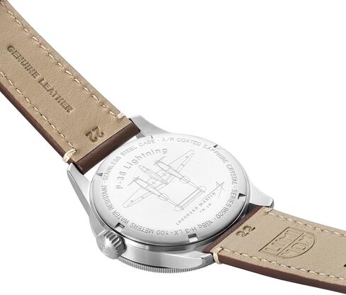 ساعة Luminox P-38 Lightning XA.9521 للرجال 42 ملم - ساعة طيار باللون البني/الأسود وظيفة التاريخ المنطقة الزمنية الثانية 100 متر زجاج الياقوت المقاوم للماء in Saudi Arabia