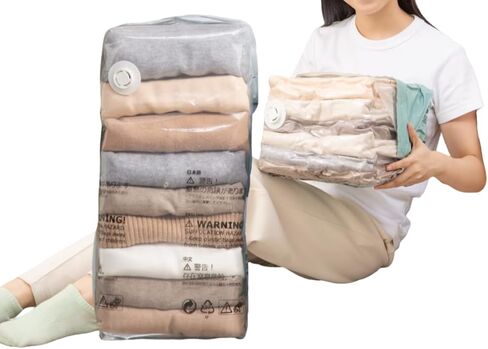 6 عبوات من أكياس تخزين المكنسة الكهربائية المعلقة من NeatNest - 3 أكياس ملابس متوسطة و3 كبيرة، موفرة للمساحة مع شماعات، مكنسة كهربائية أو ضغط يدوي، مادة PE+PA متينة، محكمة الغلق لتنظيم الخزانة in Kuwait