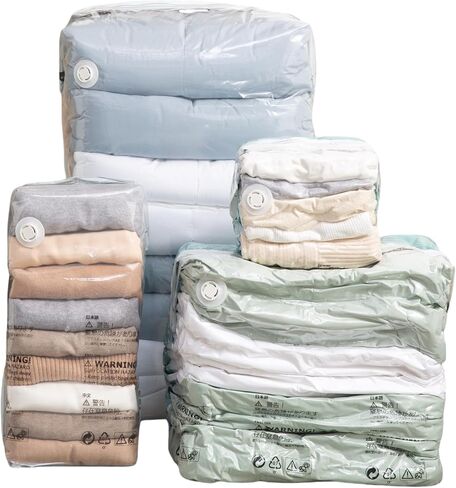 6 عبوات من أكياس تخزين المكنسة الكهربائية المعلقة من NeatNest - 3 أكياس ملابس متوسطة و3 كبيرة، موفرة للمساحة مع شماعات، مكنسة كهربائية أو ضغط يدوي، مادة PE+PA متينة، محكمة الغلق لتنظيم الخزانة in Kuwait