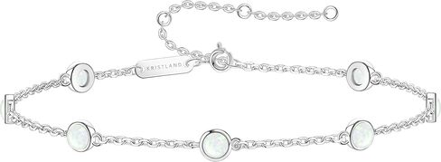 Dainty S925 Sterling Silver Round Fire Opal Bracelet for Women Gift Delicate Hand Chain Simple Style in Saudi Arabia