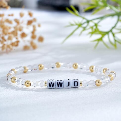 WWJD الصليب مطلية بالذهب مطرز كومة أساور مجموعات للنساء، سحر البوهيمي تكويم كريستال الخرز سوار السائبة يسوع شفاء الملحقات تمتد الهدايا العصرية in Saudi Arabia